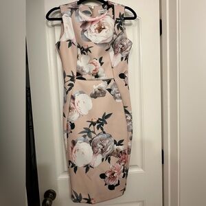 Calvin Klein Blush Floral Midi Dress